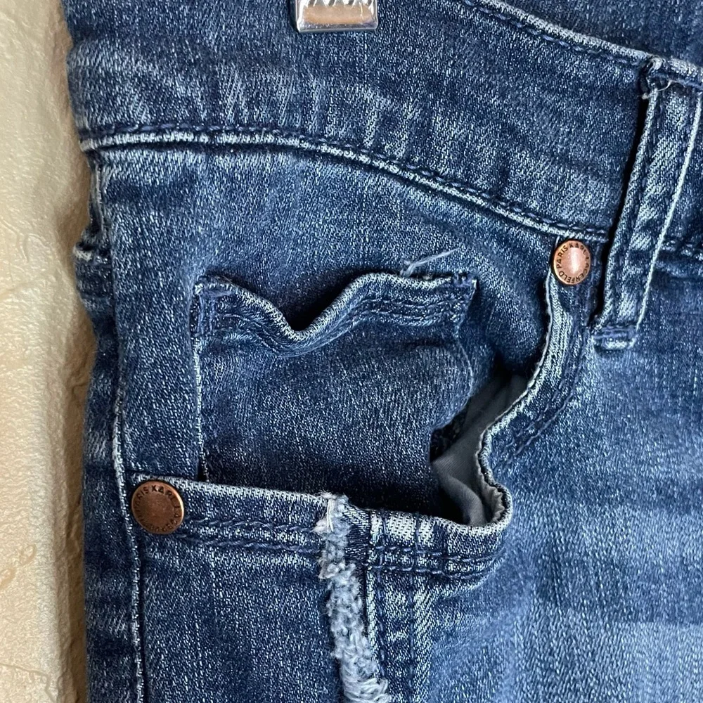 Karl Laderfeld Paris Cropped‎ Denim Fringe Accent Blue Jean Cuffed Women Size 10